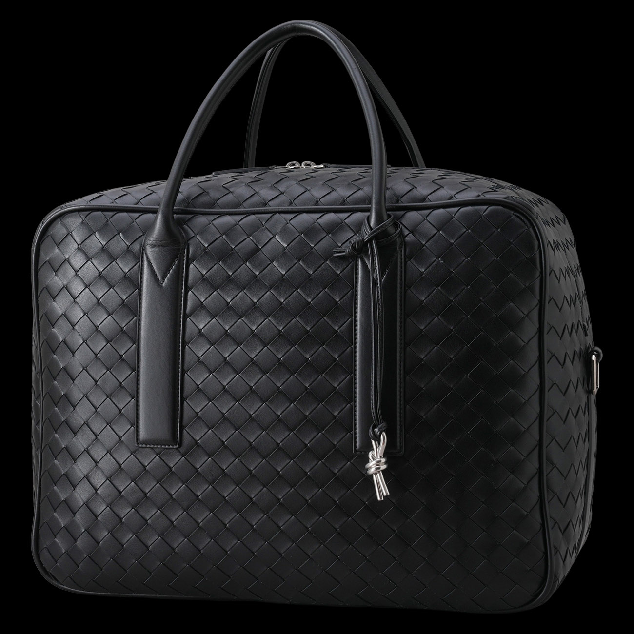 BOTTEGA VENETA(USED)보테가베네타 인트레치아토 겟어웨이 미디엄 트래블백 블랙
